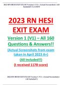 2023 RN HESI EXIT EXAM Version 1 &lpar;V1&rpar; &ndash; All 160 Questions & Answers&excl;&excl; &lpar;Actual Screenshots from exam taken in April 2023 A&plus;&rpar; &lpar;All Included&excl;&excl;&rpar; &lpar;I received 1178 score&rpar;
