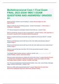 Multidimensional Care 1 Final Exam FINAL 2023-2024&sol;&sol; MDC1 EXAM QUESTIONS AND ANSWERS&sol;&sol; GRADED A&plus;
