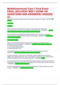 Multidimensional Care 1 Final Exam FINAL 2023-2024// MDC1 EXAM QUESTIONS AND ANSWERS// GRADED A+