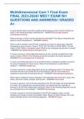 Multidimensional Care 1 Final Exam FINAL 2023-2024&sol;&sol; MDC1 EXAM 50&plus; QUESTIONS AND ANSWERS&sol;&sol; GRADED A&plus;