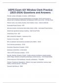  USPS Exam 421 Window Clerk Practice (2023-2024) Questions and Answers