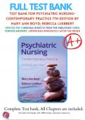 Test Bank For Psychiatric Nursing&colon; Contemporary Practice&comma; 7th Edition &lpar;Ann Boyd&comma; 2022&rpar;&comma;  9781975161187&comma; Chapter 1-43 All Chapters with Answers and Rationals