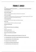 TEAS 7 EXAM QUESTIONS AND  100&percnt; ANSWERS 