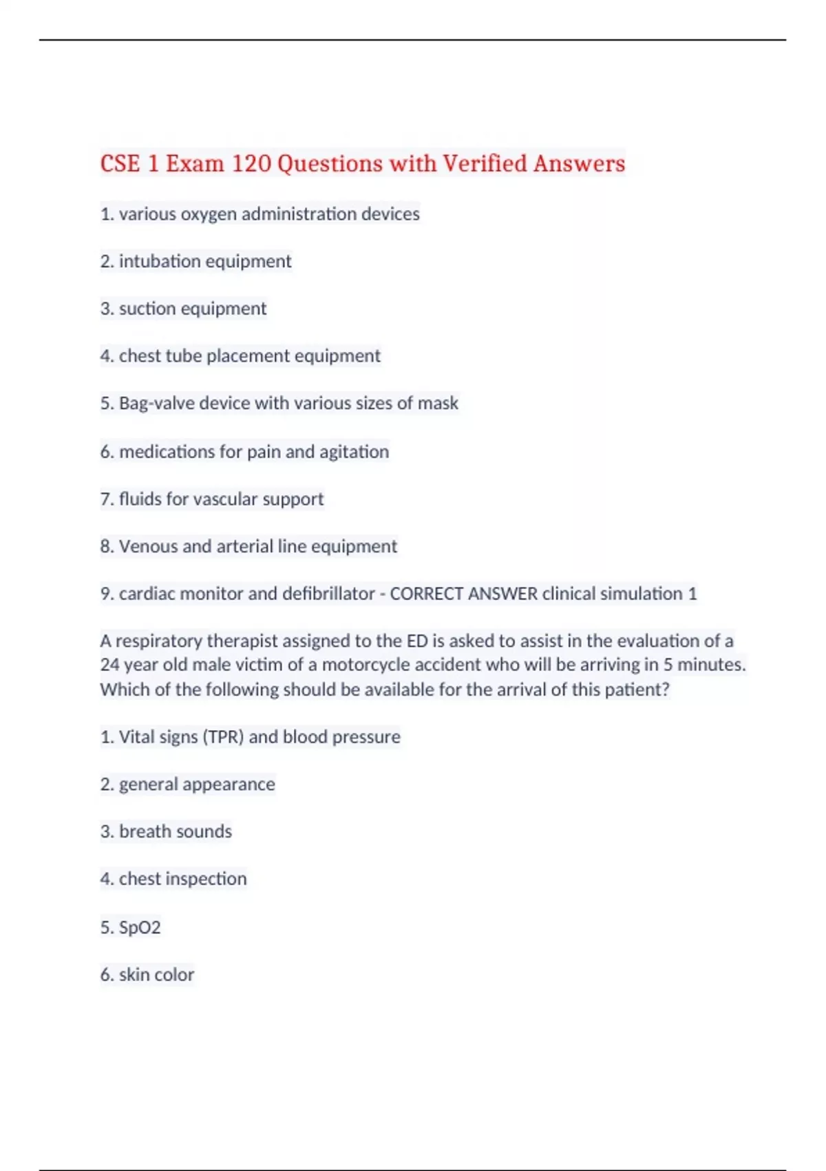 CSE 1 Exam 120 Questions with Verified Answers,100% CORRECT - CSE 1 ...