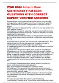WGU D046 Intro to Care Coordination Final Exam QUESTIONS WITH CORRECT  EXPERT VERIFIED ANSWERS