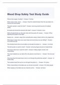 Wood Shop Safety Test Study Guide latest updated