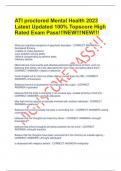 ATI proctored Mental Health 2023 Latest Updated 100% Topscore High Rated Exam Pass!!!NEW!!!NEW!!!