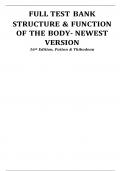 FULL UPDATED TEST BANK STRUCTURE & FUNCTION OF THE BODY- NEWEST VERSION 16th Edition, Patton & Thibodeau