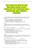 NR 222/NR 222 HEALTH AND WELLNESS EXAM LATEST  COMPLETE SET VERSIONS 2023 | QUESTIONS AND CORRECT  ANSWERS