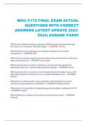 WGU C172 FINAL EXAM ACTUAL  QUESTIONS WITH CORRECT ANSWERS LATEST UPDATE 2023- 2024| AGRADE PASS!!