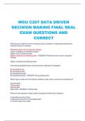 WGU C207 DATA DRIVEN DECISION MAKING FINAL REAL  EXAM QUESTIONS AND  CORRECT
