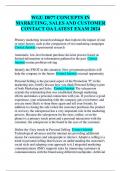 WGU D077 CONCEPTS IN MARKETING, SALES AND CUSTOMER CONTACT OA LATEST EXAM 2024