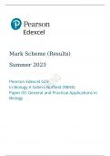 Pearson Edexcel GCE In Biology A Salters Nuffield (9BN0) Paper 03 Summer 2023 Final mark scheme
