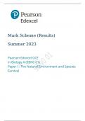 Pearson Edexcel GCE In Biology A (9BN0 01) Paper 1 Summer 2023 final mark scheme