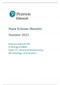 Pearson Edexcel GCE In Biology B (9BI0) Paper 01: Advanced Biochemistry, Microbiology, and Genetics Summer 2023 Final mark scheme