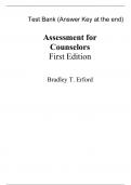 Test Bank For Assessment for Counselors 1st Edition by Bradley T. Erford (All Chapters, 100% Original Verified, A+ Grade)