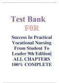 Success In Practical  Vocational Nursing  From Student To  Leader 9th Edition|  ALL CHAPTERS  100% COMPLETE 