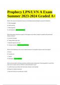 Prophecy LPN/LVN A Exam Questions and Answers Summer 2023-2024 (Graded 100%)