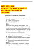 TEST BANK FOR PSYCHIATRIC MENTALHEALTH  NURSING 9TH EDITION BY VIDEBECK