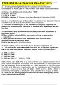 FTCE ESE K-12 PRACTICE PRE-TEST WITH RATIONALES QUESTIONS AND ANSWERS
