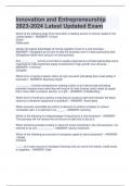 Innovation and Entrepreneurship 2023-2024 Latest Updated Exam