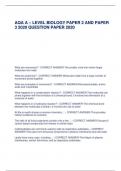 AQA A – LEVEL BIOLOGY PAPER 2 AND PAPER 3 2020 QUESTION PAPER 2020