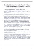 Certified Medication Aide Practice Exam- Questions And Answers 100&percnt; Correct