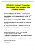 NURG 602 Module 7 Hematology Immunologic Disorders Test With Complete Solution