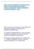DELL CLIENT ADVANCED 2023-2024 ACTUAL EXAM 150 QUESTIONS AND CORRECT DETAILED ANSWERS VERIFIED ANSWERS ALREADY GRADED A&plus; 2023