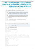 VSP - FOUNDATION LATEST EXAM 2023-2024 QUESTION AND VERIFIED  ANSWERS &vert; A GRADE PASS&excl;