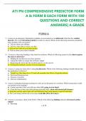 ATI PN COMPREHENSIVE PREDICTOR FORM  A & FORM B EACH FORM WITH 180 QUESTIONS AND CORRECT ANSWERS| A GRADE