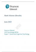 Pearson Edexcel GCE Psychology Paper 1 (8PS0) Summer 2023 final mark scheme