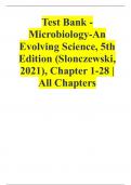 Test Bank - Microbiology-An Evolving Science, 5th Edition (Slonczewski, 2021), Chapter 1-28 | All Chapters