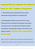 Fundamental HESI&comma; Hesi Fundamentals&comma; Hesi Fundamentals Practice Test&comma; UNIT 1 Foundations of Nursing Practice