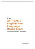 ATI TEAS 7 English And Language Usage Exam | 100 Q&A  (Rated A+) | Updated 2023