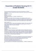 Essentials of Pediatric Nursing CH 11 EXAM REVIEWS