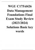 Wgu C175&sol;D426  Data Management Foundations Oa Exam Actual Exam  &lpar;2 Latest Versions&rpar;  &lpar;300 Questions And Correct Detailed Answers With Rationales&rpar;  &lpar;100&percnt; Correct And Verified Answers&rpar; &lpar;Latest 2023-2024&rpar;  Already Graded A&plus;