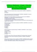 Lifetime Wellness - Exam 1 Review Questions And Verified Answers &vert;Guaranteed Success