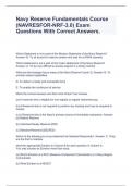 Navy Reserve Fundamentals Course (NAVRESFOR-NRF-3.0) Exam Questions With Correct Answers.