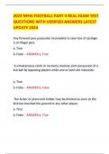 2023 NFHS FOOTBALL PART II REAL EXAM TEST  QUESTIONS WITH VERIFIED ANSWERS LATEST  UPDATE 2024