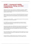 ACSR 7 - Commercial Liability Endorsements, Rating, and Other Liability Forms  Questions With Complete Answers.
