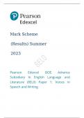 Pearson Edexcel GCE Advance Subsidiary In English Language and Literature Paper 1 Summer 2023  final mark scheme