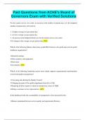 Past Questions from ACHE's Board of Governors Exam with Verified Solutions