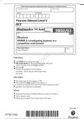 Pearson Edexcel GCE Business Advanced PAPER 3 June 2023 Question paper