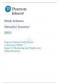Pearson Edexcel GCE A Level in Business  Paper 01 Summer 2023 Final mark scheme