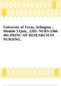 University of Texas, Arlington .. Module 3 Quiz_ 2202- NURS-5366- 401-PRINC OF RESEARCH IN NURSING.