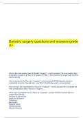 Bariatric surgery questions and answers grade A+.