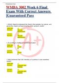 WMBA 3002 Week 6 Final Exam With Correct Answers |Guaranteed Pass