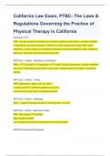 California Law Exam, PTBC- The Laws &  Regulations Governing the Practice of  Physical Therapy in California