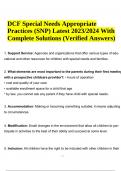 DCF Special Needs Appropriate Practices (SNP) Latest 2023/2024 With Complete Solutions (Verified Answers)